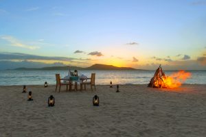 Gourmet dining on the beach at Petit St. Vincent hotel