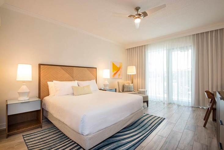 Simply-decorated guest room at Hawks Cay resort